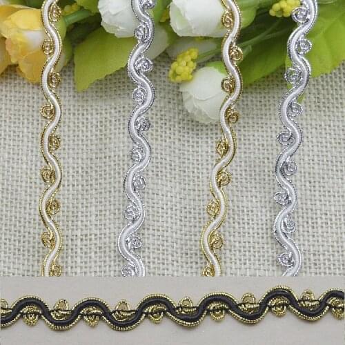 5m Gold Silver Lace Trim Ribbon Curve Lace Fabric Sewing Centipede Braided Lace Wedding Craft DIY Clothes Accessories Home Decor