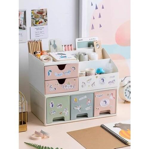 Multi-function Desktop Pen Holder Office School Stationery Accessories Plastic Pen Box Pencil Sundries Organizer Drawer Storage