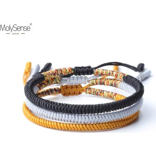 MolySense Mix Color Tibetan Buddhist Good Lucky Charm Tibet Bracelets & Bangles For Women And Men Handmade Knots Rope Bracelet