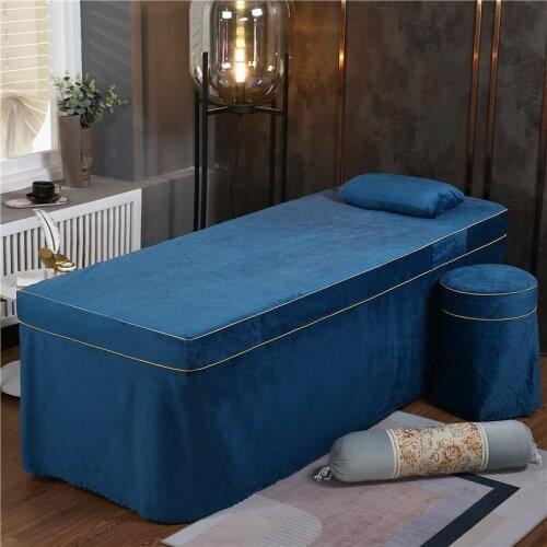 1Piece Soft Beauty Salon Bed Skirt Crystal Velvet Solid Color Bed Spread for Hairdresser Salon Custom Size Free Shipping #s