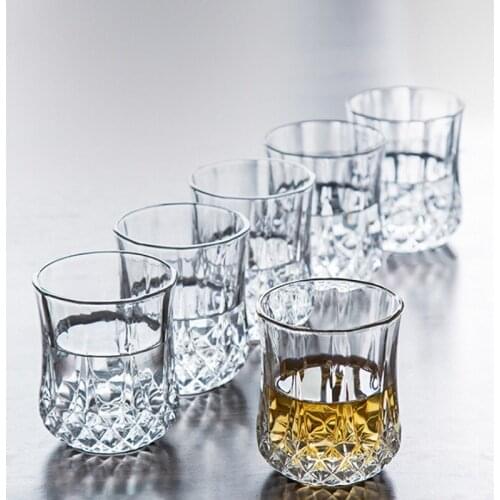 Set of 2 heavy base machine made shot glasses lead free glass liquor whiskey glasses for vodka spirit drinks 200ml