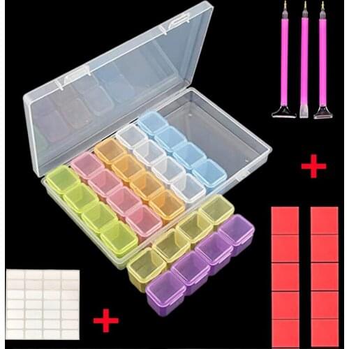Diamond Painting kits 28 Slots Plastic Storage Box Rhinestone Tools Beads Storage Box Organizer Holder kit