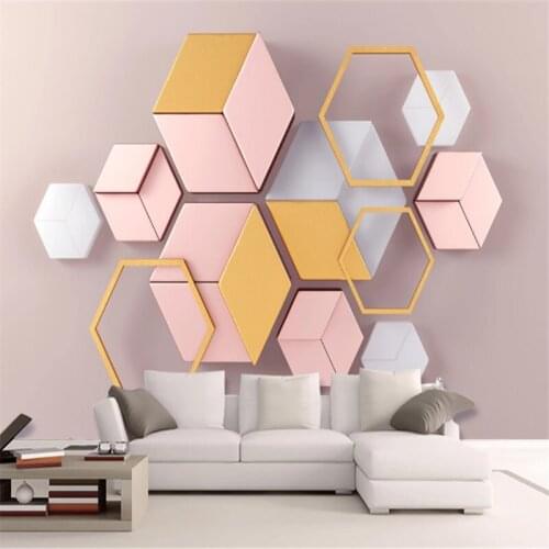 Custom Mural Wallpaper 3d Modern Minimalist Geometric Marble Mosaic Background Wall Painting