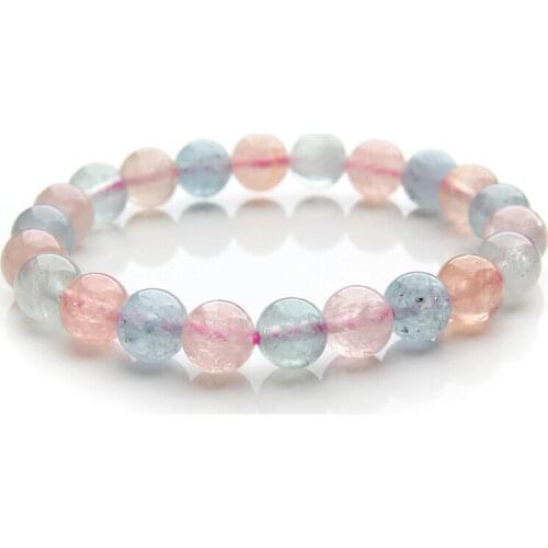 Natural Colorful Morganite Bracelet For Women Men Healing Love Gift Beads Stone Beryl Gemstone Jewelry Strands AAAAA 7mm 8mm 9mm