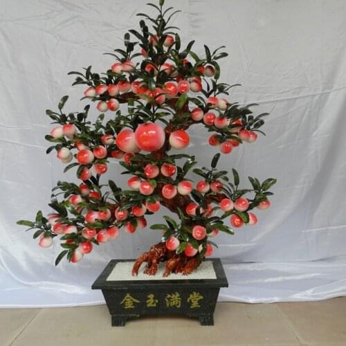 Jade handicrafts Peach-Shaped Mantou Lucky Tree 68 peach tree living room Home Furnishing creative decorations business gifts