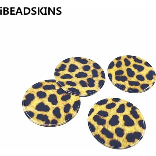New arrival! 100pcs 35mm Acrylic imitation leopard print Round-shape charm for earrings parts jewelry handmade making