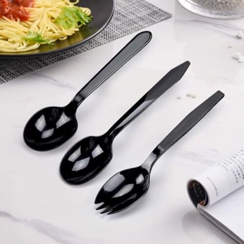 50pcs Disposable spoon Dessert Spoon Plastic Fork Ice Cream Cake Spoon Mini Flatware takeaway spoons Disposable Party Tableware