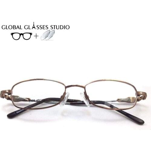 Lovely design brown light oval memory frame kids cute model silicone soft nose Pad metal prescription glasses frame 9908 COL.5