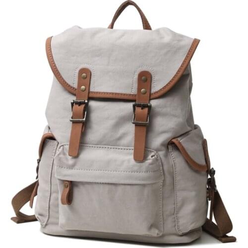 SOAEONO riginal handmade European and American canvas backpack classic solid color female travel bag school bag backpack