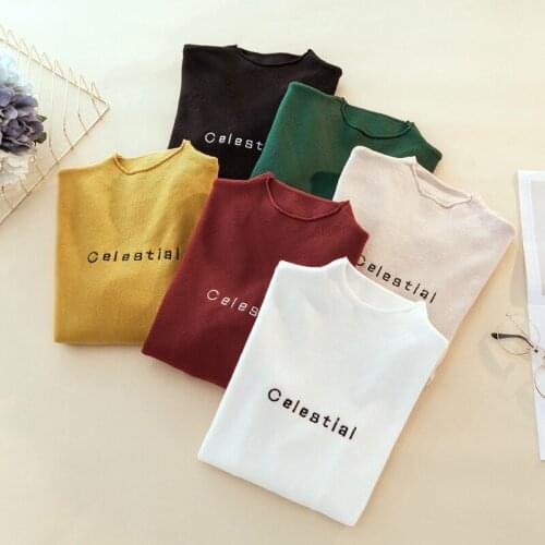 Autumn and Winter Embroidery Womens Sweaters High Quality Round Collar Casual Woman Sweaters Knitted Slim Fit Lady Sweaters