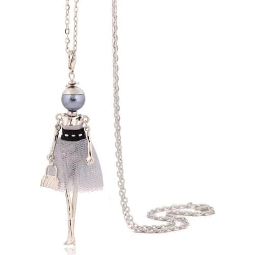 New Girl Necklace For Women Cute Handmade Statement Fashion Pendant Maxi Long Chain Trendy Jewelry Alloy Bohemian Accessory