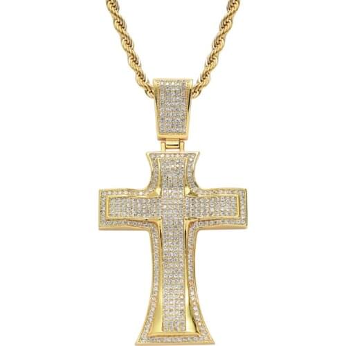 New Cubic Zircon 925 Silver Cross Pendant Necklace High Quality Chain Men Link Luxury Jewelry