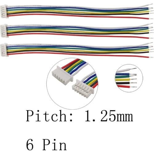10Pcs Cable Connectors Micro JST 1.25 mm Pitch 6 Pin Female Jack Electronic Wire Cable Connector Length 10CM 15CM 20CM 30CM