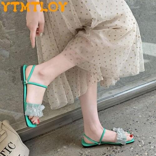 Two-wear Sandals And Slippers Womens Summer Wear Fashion 2021 Summer New Rhinestone Net Red All-match Flat-bottomed Slippers