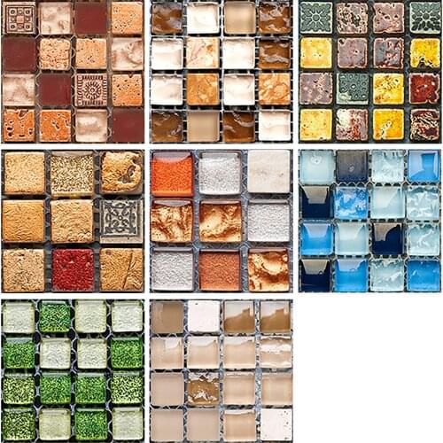 DIY Kitchen Bathroom Home Tile Sticker 10pcs/set Vintage Mosaic Wall Tile Sticker Waterproof Self-adhesive Floor Decals