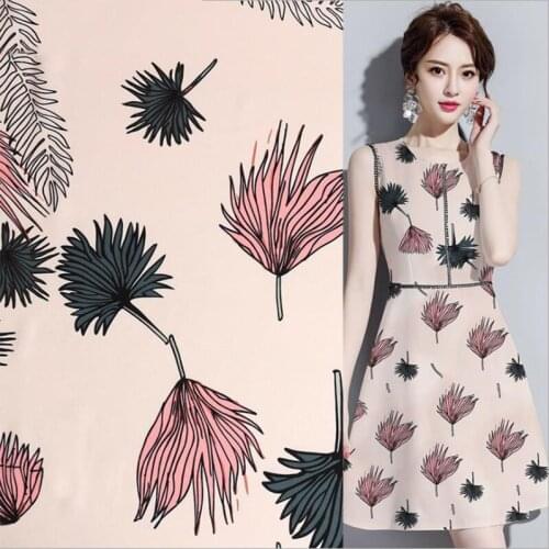 Leaves print chiffon fabric for fashion dress coat cushion table cloth patchwork upholstery DIY handmade cloth tissue