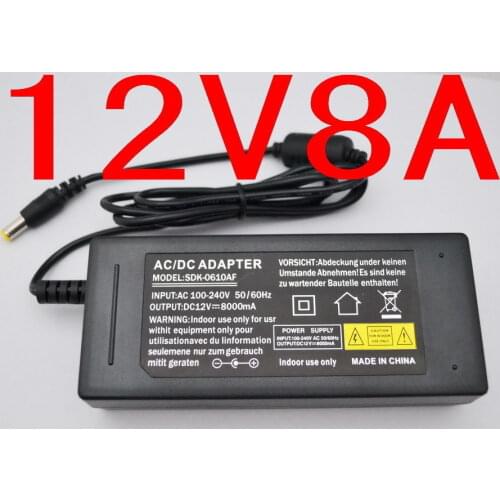 1PCS High quality AC Converter Adapter DC 12V 8A 96W LED Power Supply Charger for 5050/3528 SMD LED Light or LCD Monitor CCTV