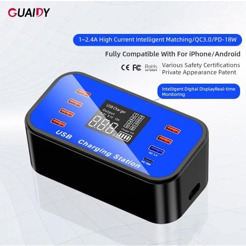 QC3.0 USB Charger Support Type C 18W Power Adapter LED Display Accessories For iPhone Xiaomi Huawei Compatible Quick Charging