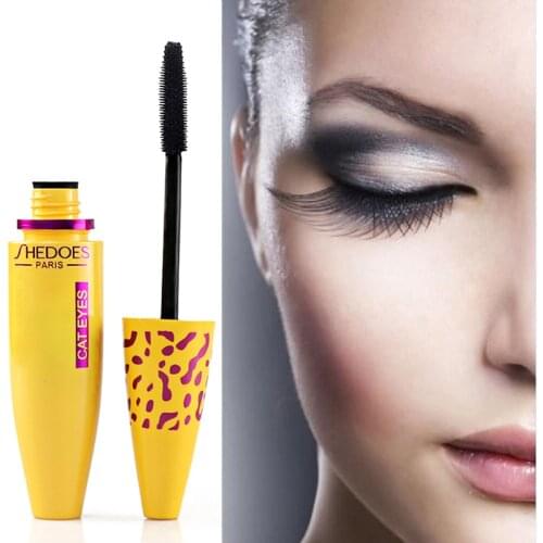 Yellow Tube Silk Fiber Eyelashes Lengthening Mascara Waterproof Long Lasting Lash Black Eyelashes Extension Make Up 3D Mascara