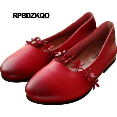 Flower Mary Jane Round Toe Lightweight Red Floral Women Comfortable Retro Designer 2018 China Chinese Foldable Ballet Flats Drop