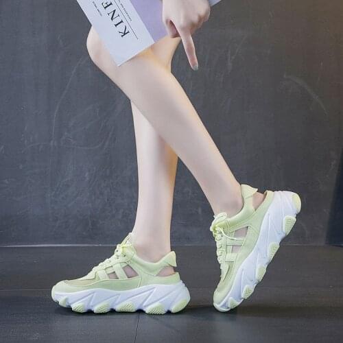 The New Womens Chunky Sneakers Thick Bottom Platform Vulcanize Shoes Fashion Breathable Casual Running Shoe for Woman Female