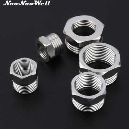 1pc Stainless steel 1/4" 3/8" 1/2" 3/4" 1" Thread Reducing Connector Plumbing Metal Thread Connector for Garden Irrigation
