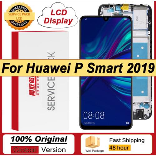 100% Original 6.21'' IPS Display + Frame for Huawei P Smart 2019 LCD Touch Screen POT-LX1 L21 LX3 with Service Pack Repair Parts