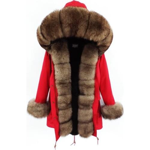 2021 winter jacket women new long parka real fur coat big raccoon fur fox fur collar hooded parkas thick outerwear stree style