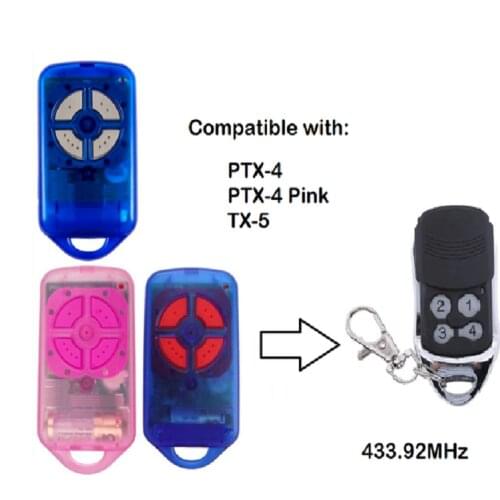 4 Button Garage/Gate Door Replacement Remote Control Transmitter for PTX4 433.92MHz