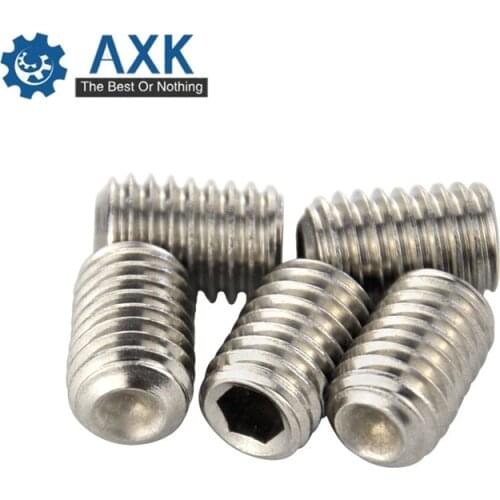 500Pcs DIN916 GB80 M3 M4 A2 Stainless Steel 304 Surfboard Fin Screws Inner Hex Cup Point Socket Set Grub Screw