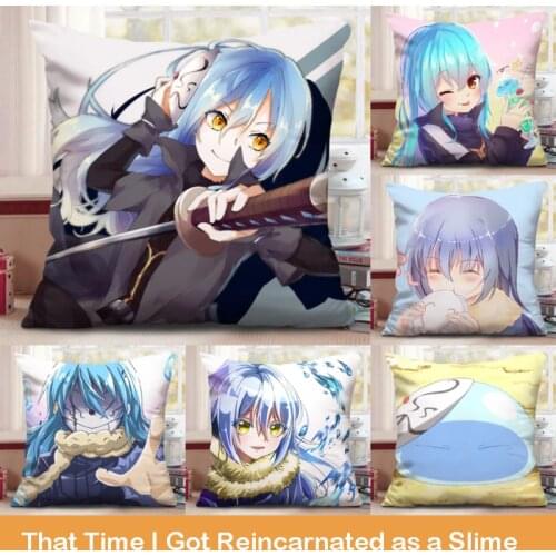 Anime Dakimakura That Time I Got Reincarnated as a Slime Square Peach Skin Plush Pillow Otaku Bed Sofa Cushion Rimuru Tempest