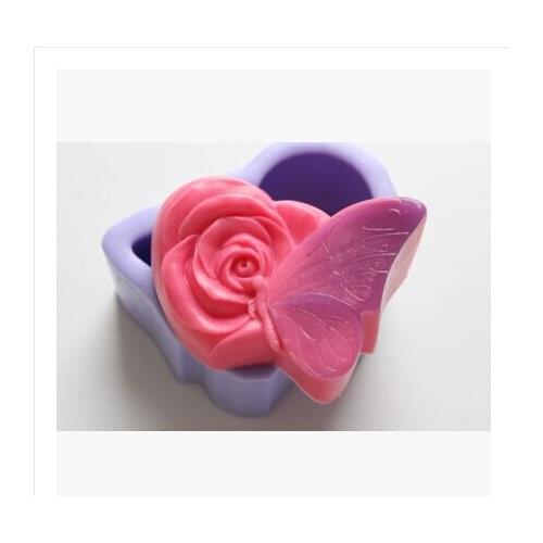 Free shipping Butterfly rose modelling silicon soap mold Cake decoration mold Cake mold Handmade soap mold NO.SO-036
