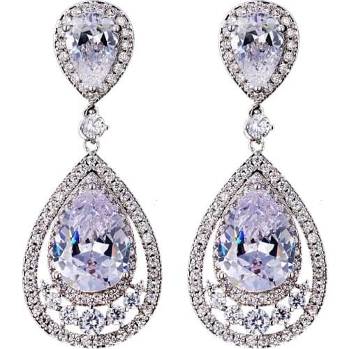 Bettyue Brand New Fashion Charm Elegan AAA Multicolor Zircon Long Water Drop Shape Jewelry Earrings For Woman Color Jewelry Gift