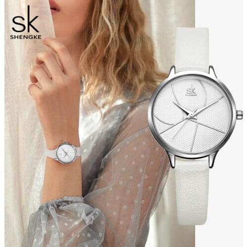 Shengke Simple Women Watches Ladies Casual Leather Quartz Watch Female Clock Relogio Feminino Montre Femme Zegarek Damski 2019