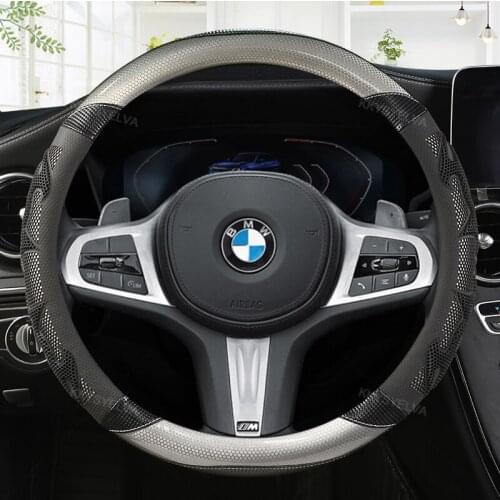 Car Carbon Fiber Leather Steering Wheel Covers Interior Accessories 38cm for BMW F01 F06 F30 F10 F15 F16 F20 F21 F25 Car Styling