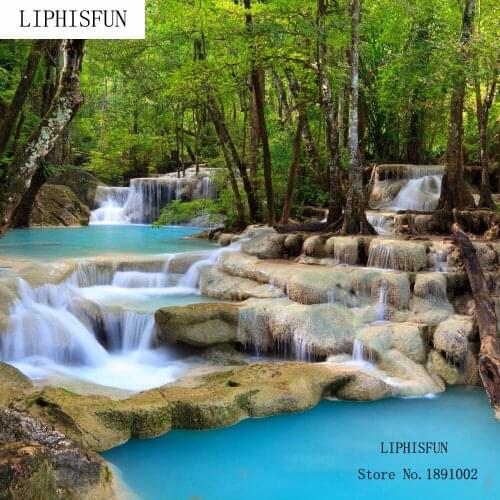 Diy Diamond Painting Cross Stitch Kit Tree Curtain Waterfall Scenic Diamond Embroidery 3d Square Full Diamond Picture Rhinestone