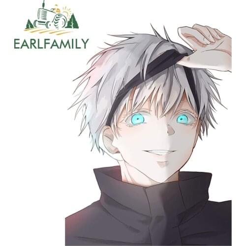 EARLFAMILY 13cm x 9.8cm For Gojo Satoru Funny Car Stickers Surfboard Fine Decal Waterproof Occlusion Scratch Decals Decoration