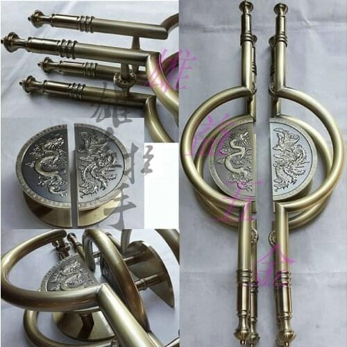 European modern semicircle bronze dragon sculpture Handle / Chinese antique wooden door handle / glass door handle