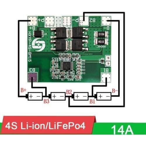4S 14A limit 20A BMS 12.8V 12V LiFePo4 OR 14.8V 16.8V 18650 Li-ion lithium Battery Protection Board Cell PackS PCB BMS