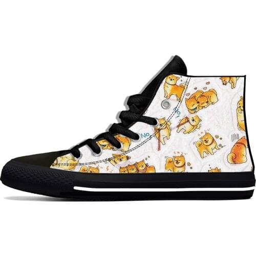 Shiba Inu Animal dog Cut kawaii Harajuku Fashion Lightweight High Top Canvas Shoes Men Women Casual Breathable Sneakers