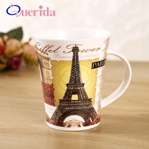 Romantic British Tower Building Coffee Mug Retro Bone China With Hand Grip Ceramic Cup Home Office Porcelain Tea Drinking Mug