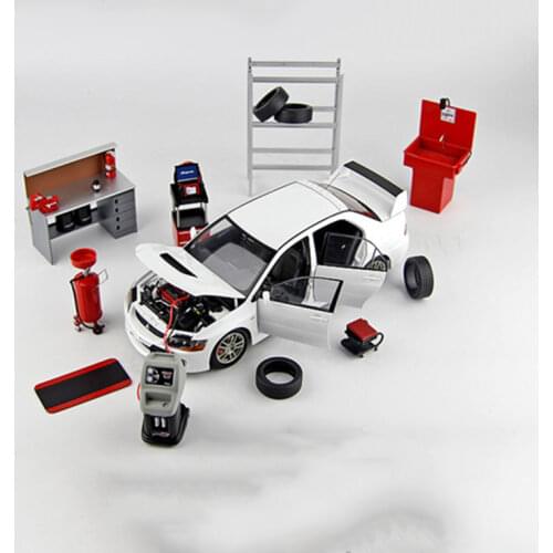 Diecast 1/18 Car Model Scene Accessories Alloy Material Repair Shop with Modified Hot Toy Collection Display Gift Boy