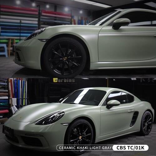 Matte Surface Paper Covering Wrap Film Khaki Gray Color Pack Film PVC Stretchable 1.52*18m Size Roll