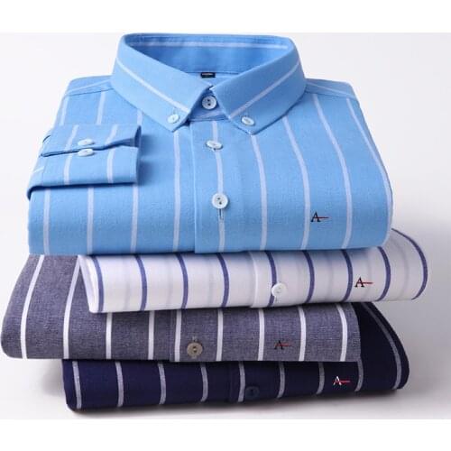 High-quality 100% Cotton Aramy Camisas Men Shirt Long Sleeve Regular Fit Men Stripe top grade cotton Shirts Men Dress