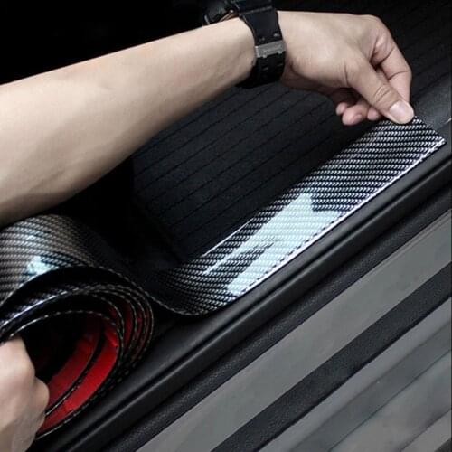 Scuff Plates Car Sticker Tuning Carbon Fiber Rubber Edge Guard Strip Car Door Pads Sill Protector Bumper Pad Exterior Parts