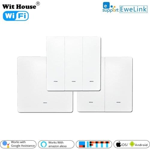 EWeLink Wifi Wall Switch 1/2/3 Gang UK No Neutral Wire Required Switches Smart Single Wire Wall Switch Works With Alexa D1UK1C