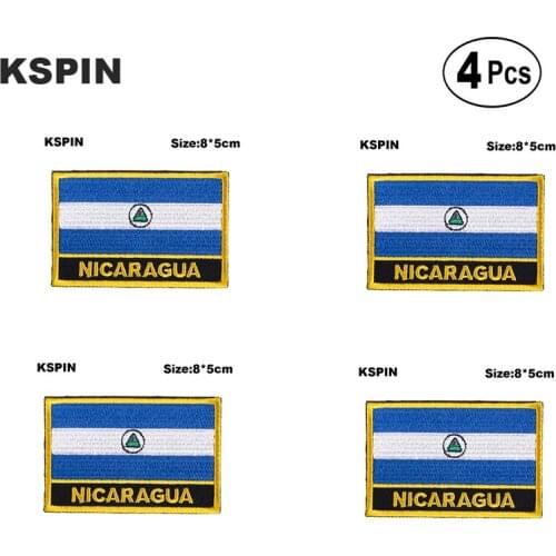 Nicaragua Rectangular Shape Flag Iron on Saw on Patches Embroidered Flag Patches National Flag Patches for Clothing