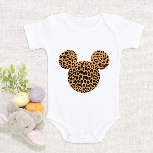 New Baby Boy Clothes Outfit Kids Short Sleeve Romper Babys Jumpsuit Girl Bodysuit Newbron Playsuit Leopard Mickey Baby Romper