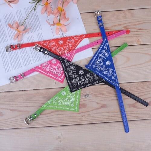 Puppy Neckerchief Adjustable Pet Dog Cat Neck Bandana Collar Scarf Accessories for Cats & Small Dogs Black Red Blue Pink Purple