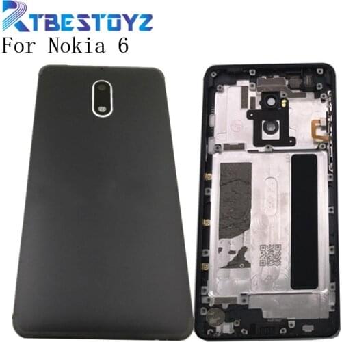 Original New Metal Rear Housing For Nokia 6 TA-1021 TA-1033 TA-1025 Battery Cover Case Back Housing With side key+Camera lens